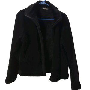 Effeci Women Faux Fur Lining and Suede Full Zip Jacket Color: Black Size: M